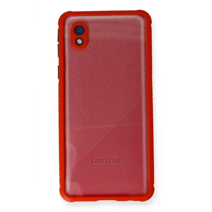Newface Samsung Galaxy A01 Core Kılıf Miami Şeffaf Silikon - Kırmızı