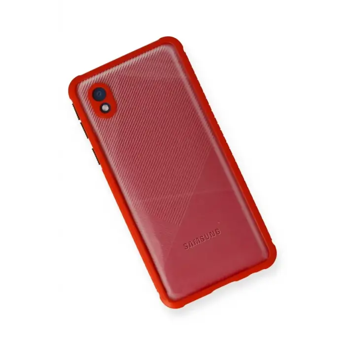 Newface Samsung Galaxy A01 Core Kılıf Miami Şeffaf Silikon - Kırmızı