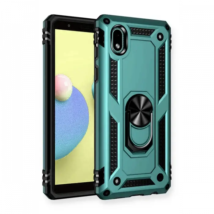 Newface Samsung Galaxy A01 Core Kılıf Sofya Yüzüklü Silikon Kapak - Yeşil
