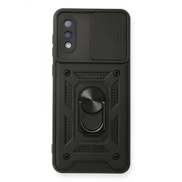 Newface Samsung Galaxy A02 Kılıf Pars Lens Yüzüklü Silikon - Siyah