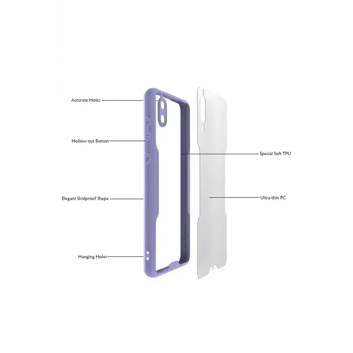 Newface Samsung Galaxy A02 Kılıf Platin Silikon - Lila