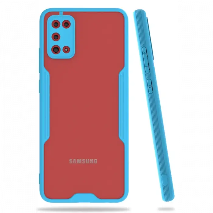Newface Samsung Galaxy A02S Kılıf Platin Silikon - Mavi