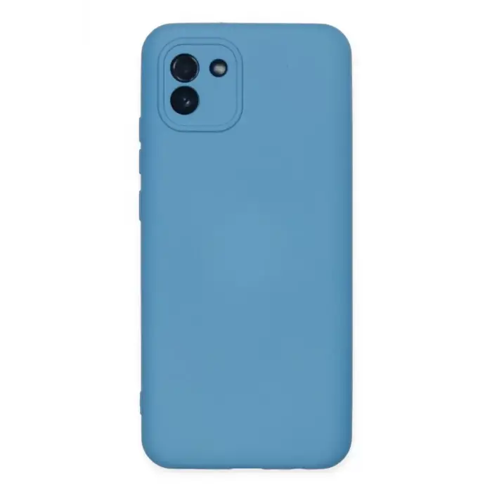 Newface Samsung Galaxy A03 Kılıf Nano içi Kadife Silikon - Mavi