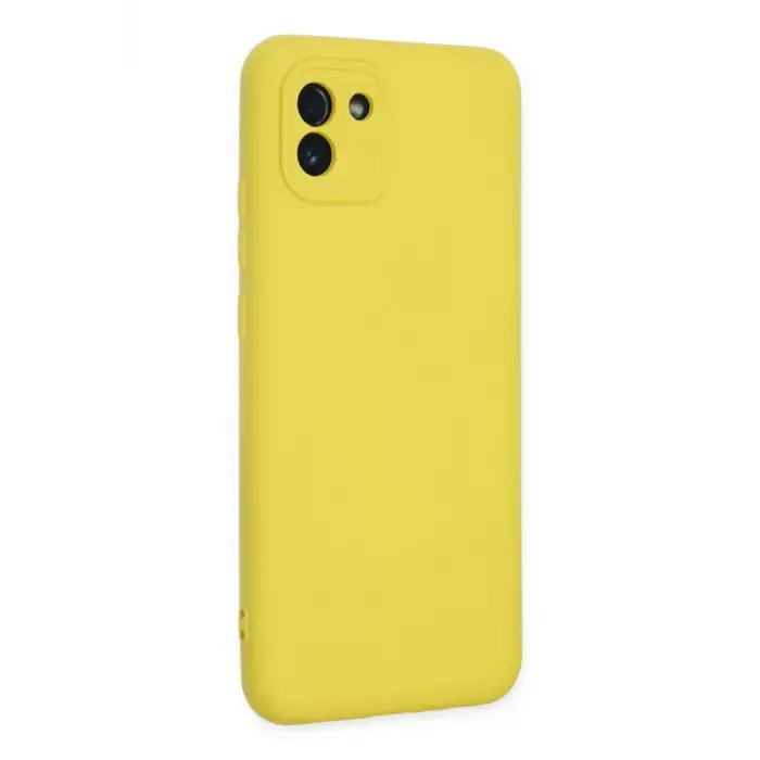Newface Samsung Galaxy A03 Kılıf Nano içi Kadife Silikon - Sarı
