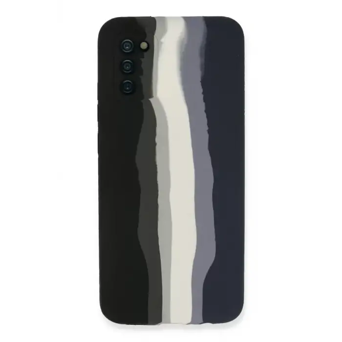 Newface Samsung Galaxy A03S Kılıf Ebruli Lansman Silikon - Siyah-Lacivert