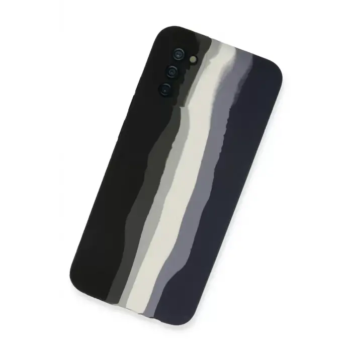 Newface Samsung Galaxy A03S Kılıf Ebruli Lansman Silikon - Siyah-Lacivert