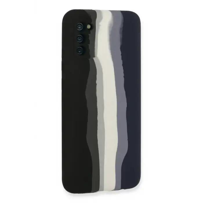 Newface Samsung Galaxy A03S Kılıf Ebruli Lansman Silikon - Siyah-Lacivert