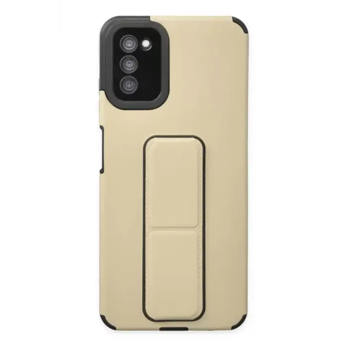 Newface Samsung Galaxy A03S Kılıf Mega Standlı Silikon - Gold