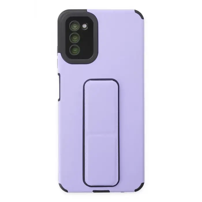 Newface Samsung Galaxy A03S Kılıf Mega Standlı Silikon - Lila