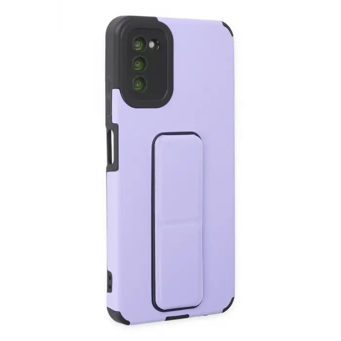 Newface Samsung Galaxy A03S Kılıf Mega Standlı Silikon - Lila