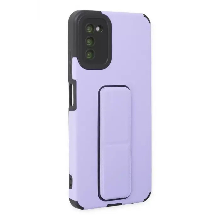Newface Samsung Galaxy A03S Kılıf Mega Standlı Silikon - Lila