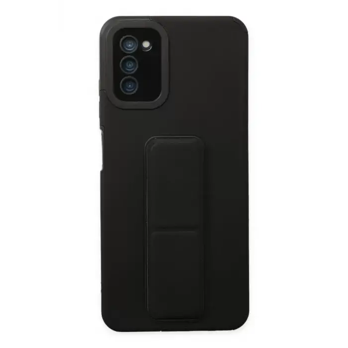 Newface Samsung Galaxy A03S Kılıf Mega Standlı Silikon - Siyah