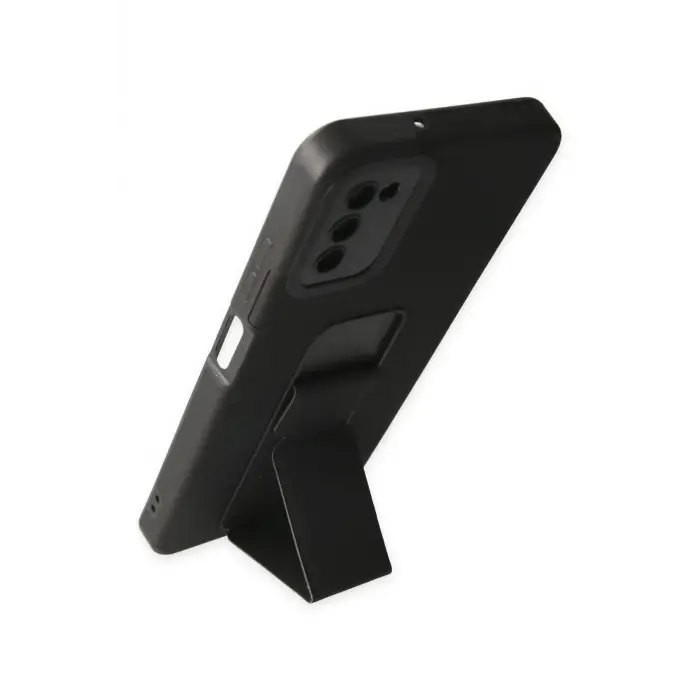 Newface Samsung Galaxy A03S Kılıf Mega Standlı Silikon - Siyah