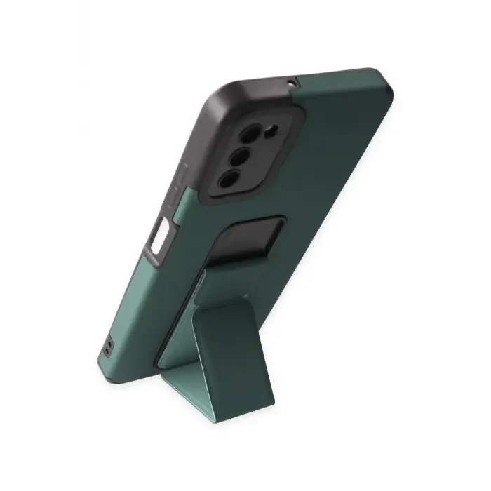 Newface Samsung Galaxy A03S Kılıf Mega Standlı Silikon - Yeşil