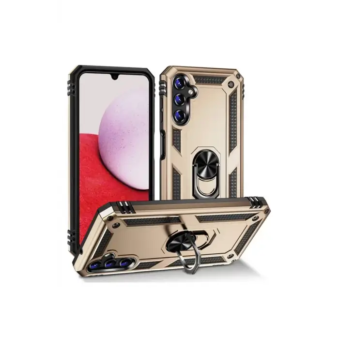 Newface Samsung Galaxy A04S Kılıf Sofya Yüzüklü Silikon Kapak - Gold