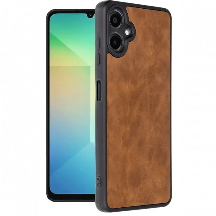 Newface Samsung Galaxy A06 Kılıf Aras Deri Kapak - Taba