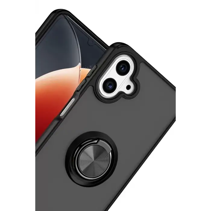 Newface Samsung Galaxy A07 4G Montreal Yüzüklü Silikon Kapak - Siyah