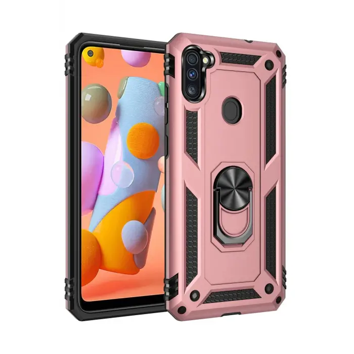 Newface Samsung Galaxy A11 Kılıf Sofya Yüzüklü Silikon Kapak - Rose