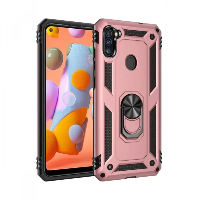 Newface Samsung Galaxy A11 Kılıf Sofya Yüzüklü Silikon Kapak - Rose