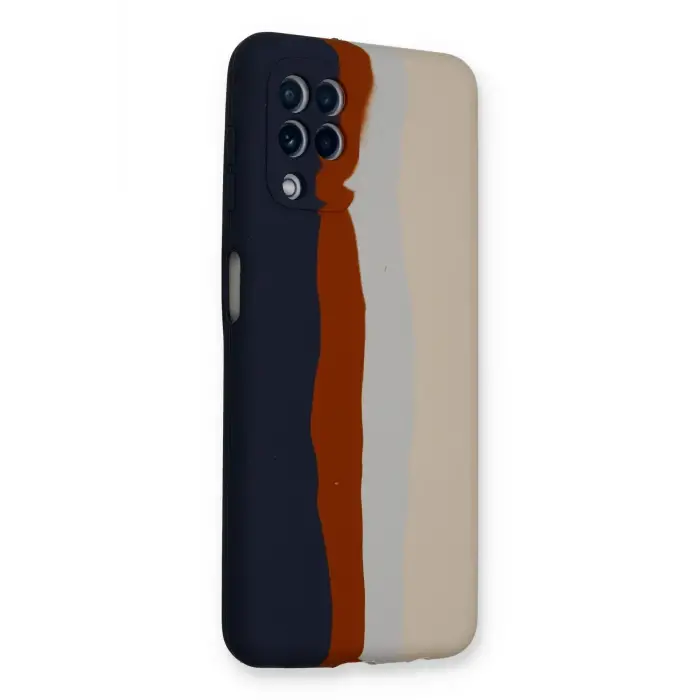 Newface Samsung Galaxy A22 Kılıf Ebruli Lansman Silikon - Lacivert-Krem