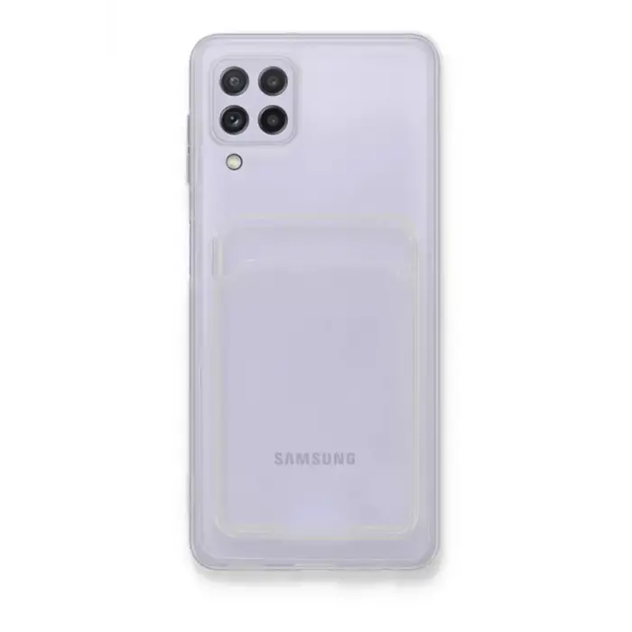 Newface Samsung Galaxy A22 Kılıf Kart Şeffaf Silikon - Şeffaf