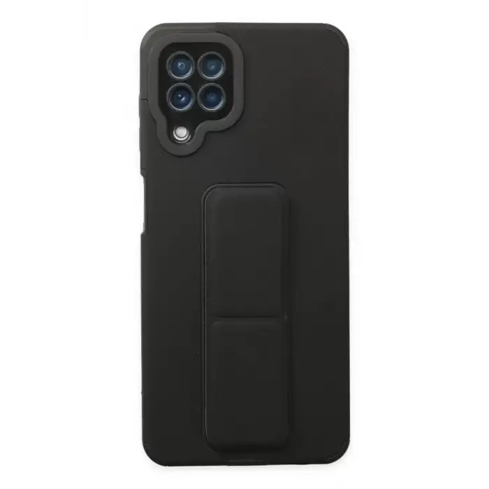 Newface Samsung Galaxy A22 Kılıf Mega Standlı Silikon - Siyah