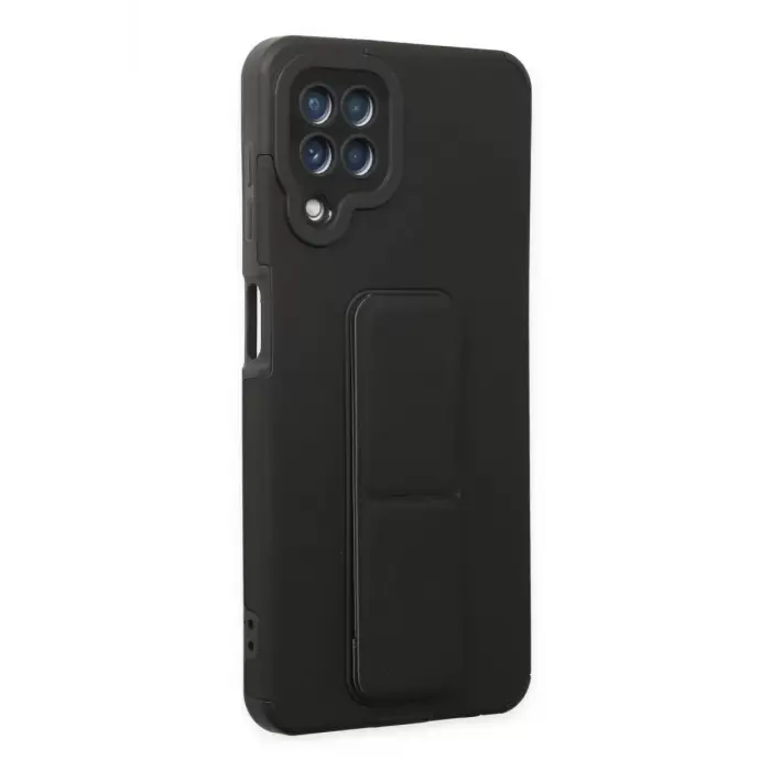 Newface Samsung Galaxy A22 Kılıf Mega Standlı Silikon - Siyah