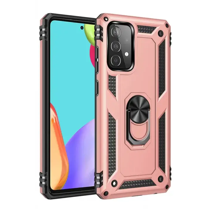 Newface Samsung Galaxy A32 Kılıf Sofya Yüzüklü Silikon Kapak - Rose