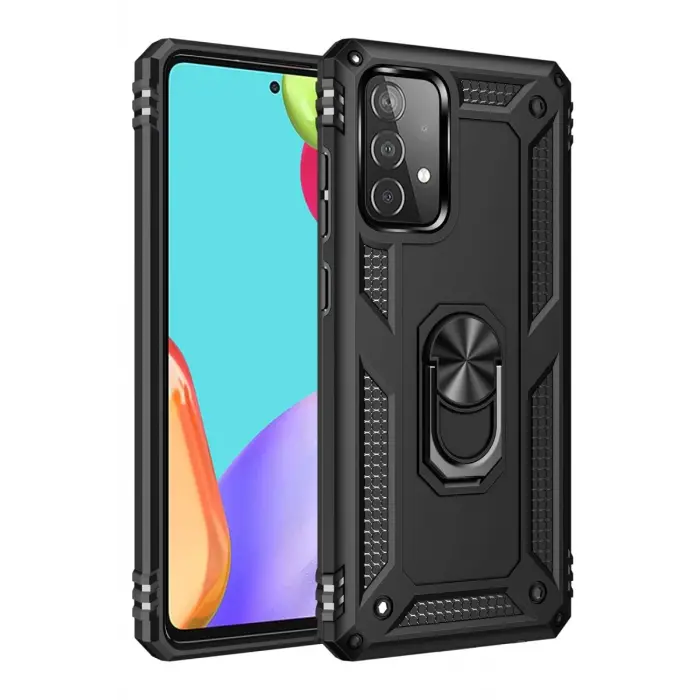 Newface Samsung Galaxy A33 5G Kılıf Sofya Yüzüklü Silikon Kapak - Siyah
