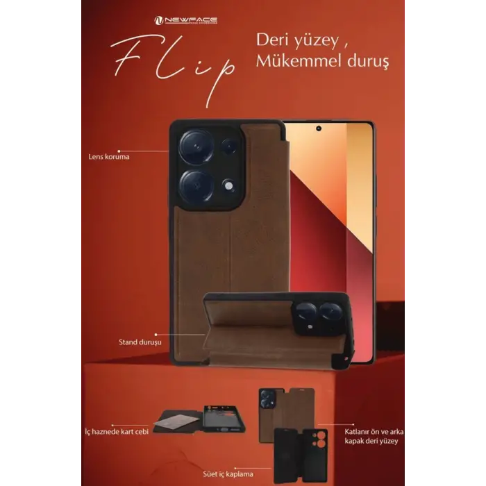 Newface Samsung Galaxy A35 5G Kılıf Flip Cover - Taba