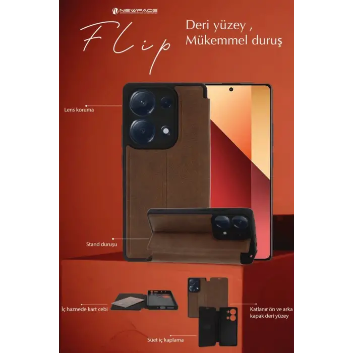 Newface Samsung Galaxy A36 Kılıf Flip Cover - Taba