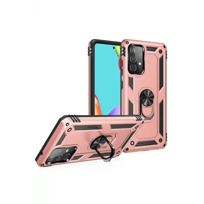 Newface Samsung Galaxy A52 Kılıf Sofya Yüzüklü Silikon Kapak - Rose
