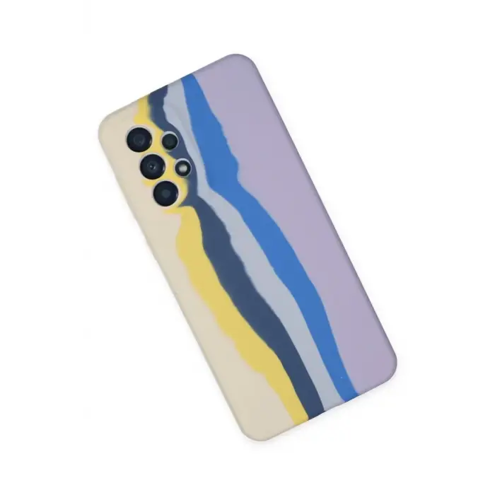 Newface Samsung Galaxy A53 5G Kılıf Ebruli Lansman Silikon - Sarı-Lila