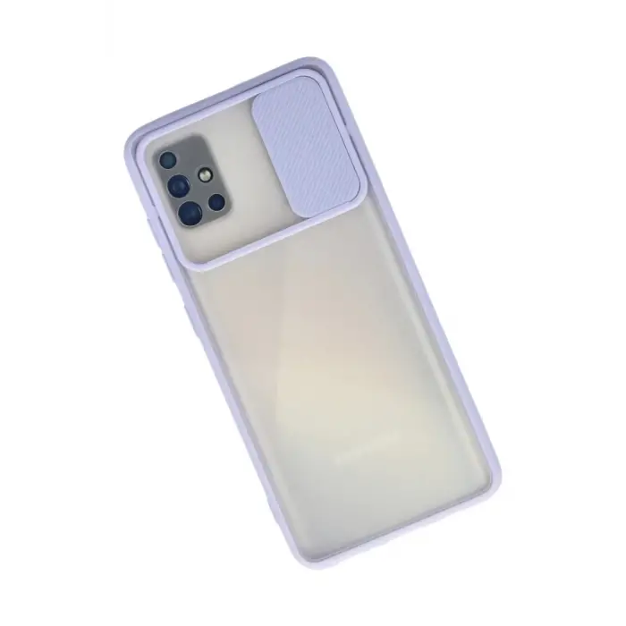 Newface Samsung Galaxy A71 Kılıf Palm Buzlu Kamera Sürgülü Silikon - Lila