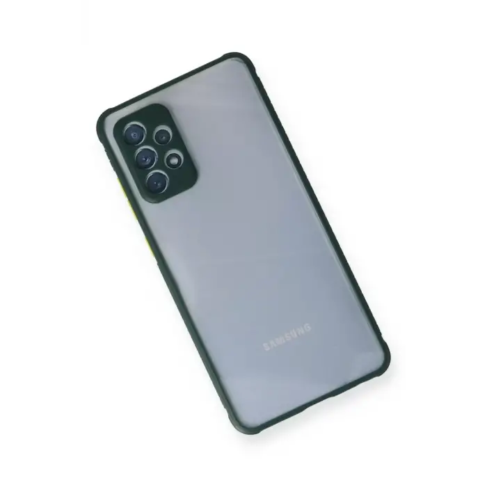 Newface Samsung Galaxy A72 Kılıf Miami Şeffaf Silikon - Koyu Yeşil