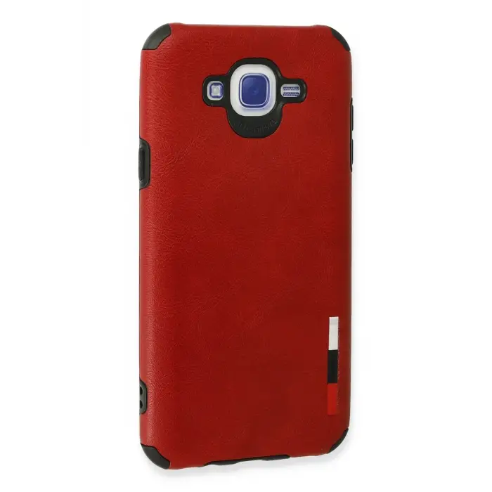 Newface Samsung Galaxy J7 Kılıf Loop Deri Silikon - Kırmızı