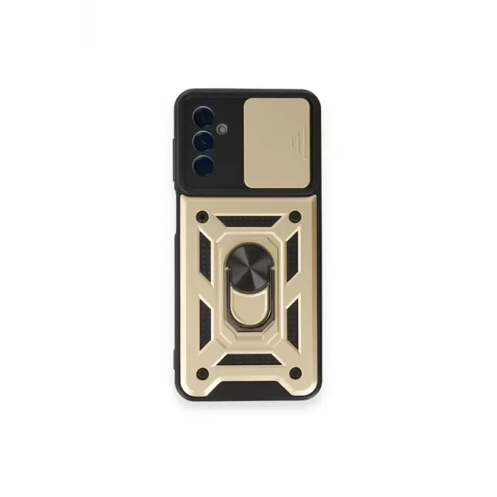 Newface Samsung Galaxy M14 5G Kılıf Pars Lens Yüzüklü Silikon - Gold