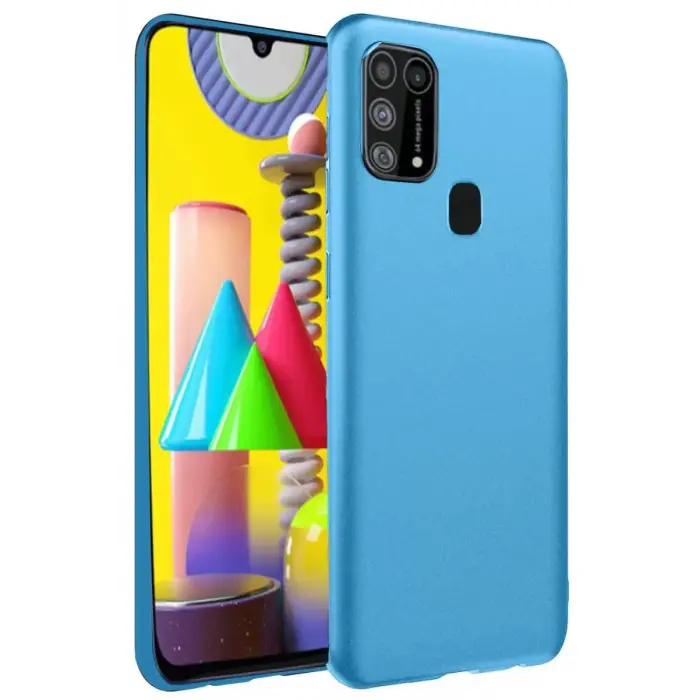 Newface Samsung Galaxy M31 Kılıf Nano içi Kadife Silikon - Mavi