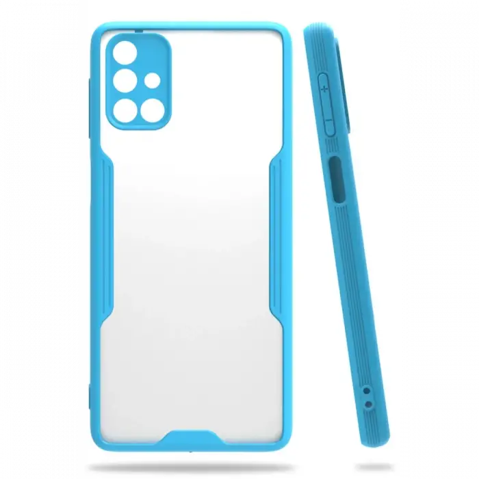 Newface Samsung Galaxy M31S Kılıf Platin Silikon - Mavi