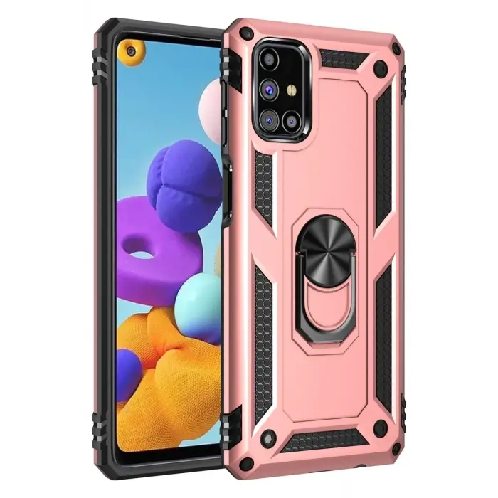 Newface Samsung Galaxy M51 Kılıf Sofya Yüzüklü Silikon Kapak - Rose