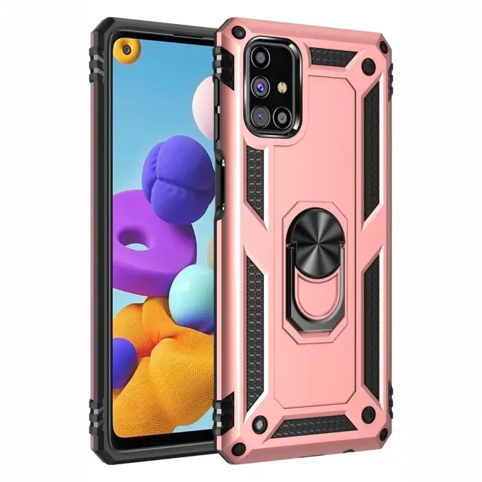 Newface Samsung Galaxy M51 Kılıf Sofya Yüzüklü Silikon Kapak - Rose