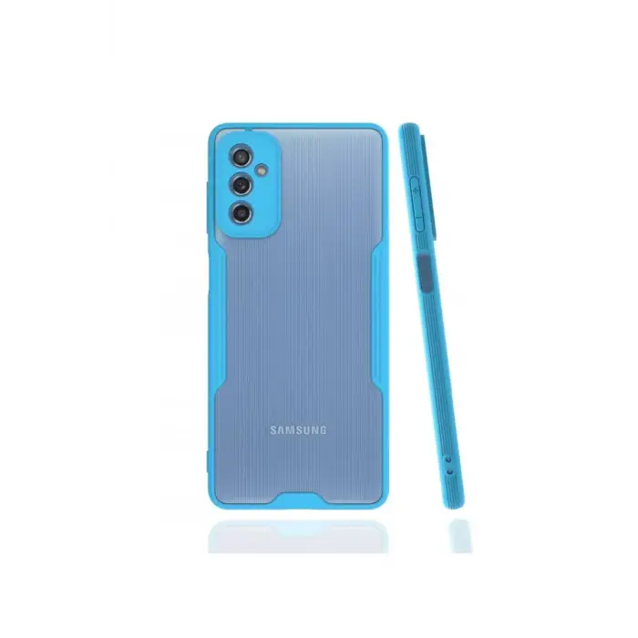 Newface Samsung Galaxy M52 5G Kılıf Platin Silikon - Mavi