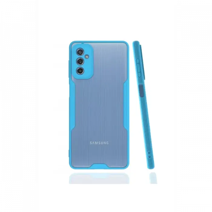 Newface Samsung Galaxy M52 5G Kılıf Platin Silikon - Mavi