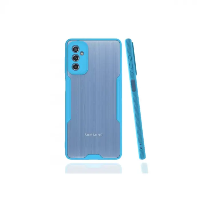 Newface Samsung Galaxy M52 5G Kılıf Platin Silikon - Mavi