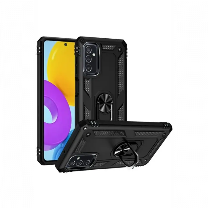 Newface Samsung Galaxy M52 5G Kılıf Sofya Yüzüklü Silikon Kapak - Siyah