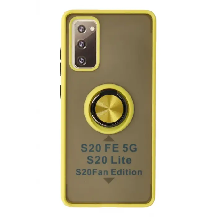 Newface Samsung Galaxy S20 FE Kılıf Montreal Yüzüklü Silikon Kapak - Sarı