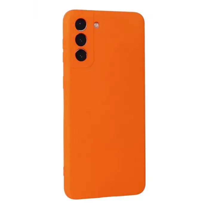 Newface Samsung Galaxy S21 Plus Kılıf Nano içi Kadife Silikon - Turuncu