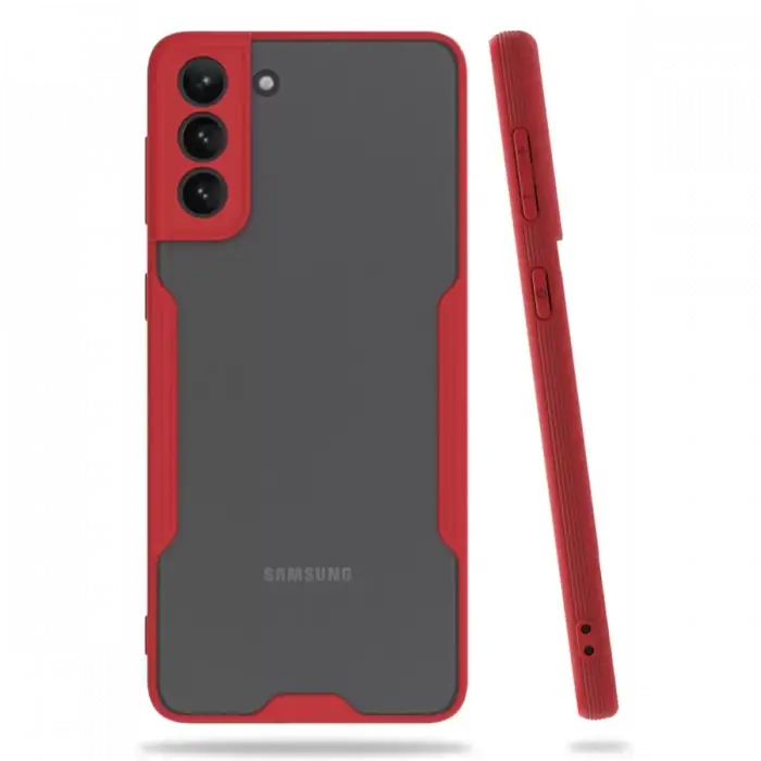 Newface Samsung Galaxy S21 Plus Kılıf Platin Silikon - Kırmızı