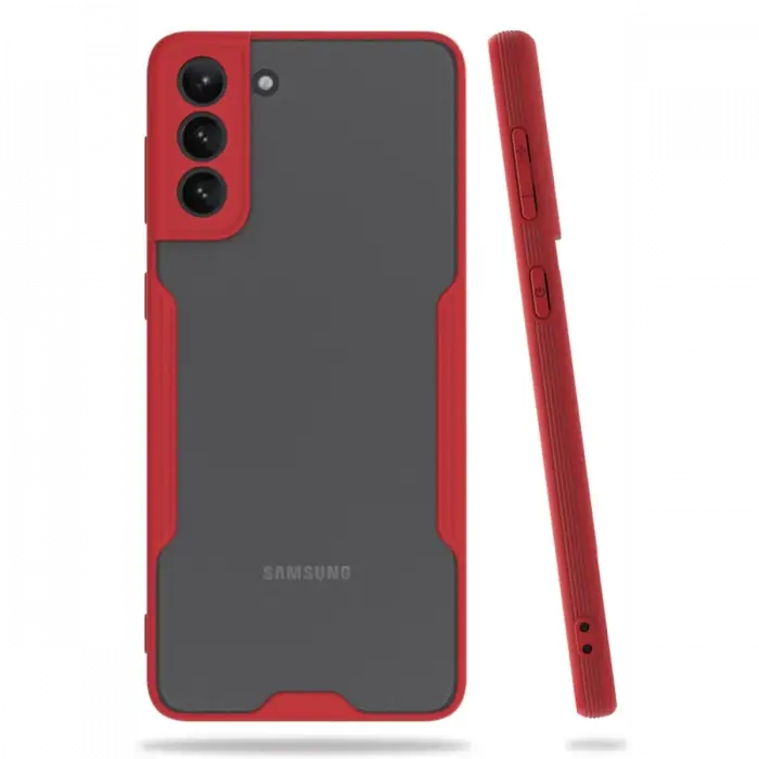 Newface Samsung Galaxy S21 Plus Kılıf Platin Silikon - Kırmızı