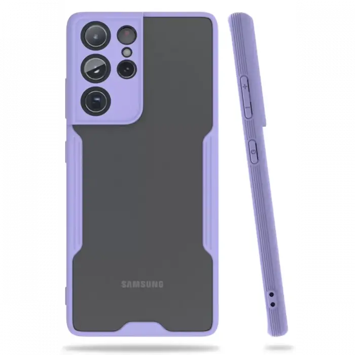 Newface Samsung Galaxy S21 Ultra Kılıf Platin Silikon - Lila